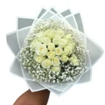 white rose and baby breath embossed