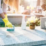 Cleaning- Hand brushing wet headstone