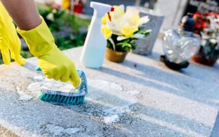 Cleaning- White glove granite marker cleaning
