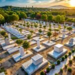 Overhead of clean cemetery plots